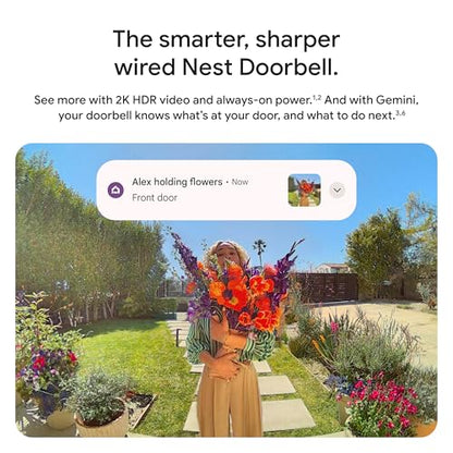 Google Nest Doorbell (Wired, 3rd Gen) - 2K Video, Live View - 2025 - Linen - color: Linen, style: Wired