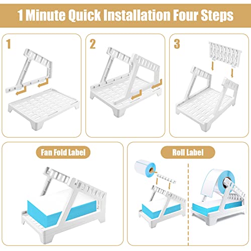 Ctemnpho Large Label Holder for Rolls & Fan-Fold Label Basket Stand for Desktop Printer (White, Large) - color: White