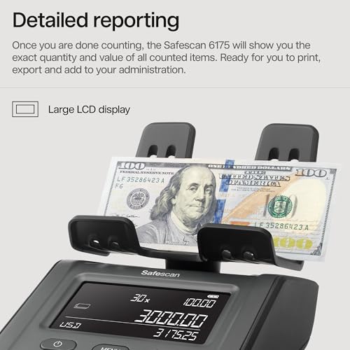 Safescan 6175 Money Counter Scale for Fast Coin and Bill Counting