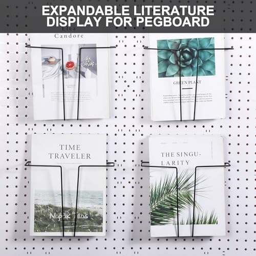 Beeveer 4 Pair Pegboard Display Shelves Expandable Magazine Holder, Black - color: Black