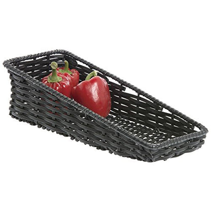 HUBERT Black Storage Basket with Tapered Front - 7 1/2"L x 18"D x 1 1/2" to 5"H - color: Black, size: 7.5"Lx18"Dx1.5-5"H