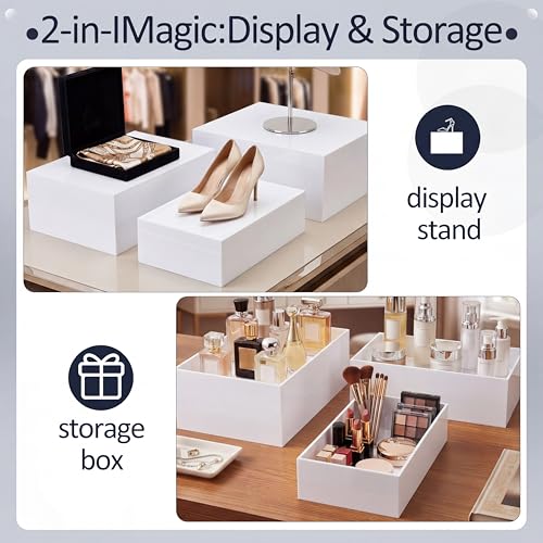3 Pack Extra Large White Acrylic Buffet Risers 14” 13” 12” Cubes - color: White, style: Cube