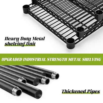 45" Small Wire Shelving Unit, 3-Tier Utility Storage Rack - color: Black, size: 45" L x 20" W x 47" H