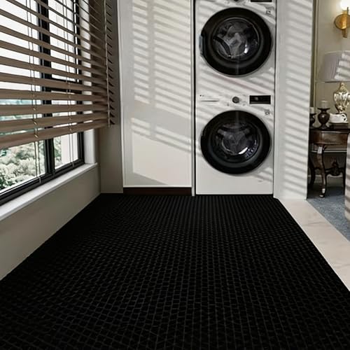 Thick PVC Drainage Floor Mat 3FTX16.4FT Black PVC Pool Floor Mat - size: 196.8" x 36" (Rectangular)