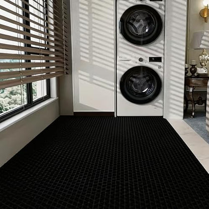 Thick PVC Drainage Floor Mat 3FTX16.4FT Black PVC Pool Floor Mat - size: 196.8" x 36" (Rectangular)