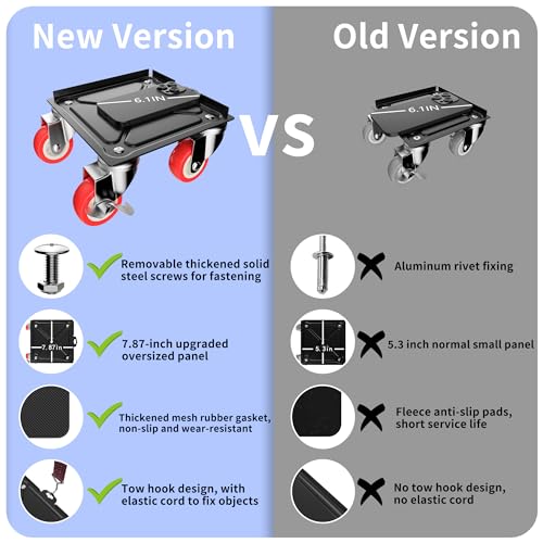MYUEA Furniture Dolly,Furniture Movers with 5 Wheels,Carbon Steel Panel Heavy Duty Dolly,Maximum Load 3747 LBS,Furniture Lifter with 5 360° Rotatable Rubber Universal Wheels(Black,8.26x7.87 in) - color: Black, size: 8.26x7.87 IN
