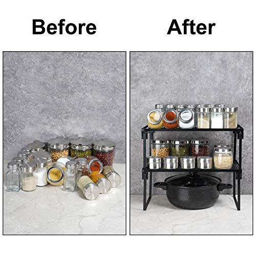 Tomorotec 2-Pack Stackable Kitchen Storage Shelf Rack Metal Cabinet Shelves