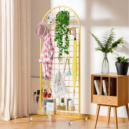 Aseem Metal Grid Wall Panels Display Stand Gold Movable 2x5.2FT, 1PCS - color: Gold, size: 5.2 FT
