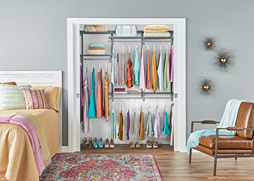 ClosetMaid ShelfTrack Wire Closet Organizer System, Adjustable from 4 to 6 Ft., with Shelves, Clothes Rods, Hardware, Durable Steel, Satin Chrome - color: Satin Chrome, size: 4 ft to 6 ft