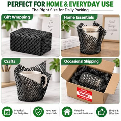 Black Honeycomb Packing Paper, 12" x 100 ft, Gift Wrapping Paper - color: Black, size: 12 Inch x 100 Feet