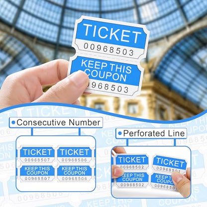 L Liked 250 Raffle Tickets Rolls, Blue (4 Color Selection),Double Roll,50/50 Raffle Tickets for Events, Entry, Class Reward - color: 250 Tickets-blue