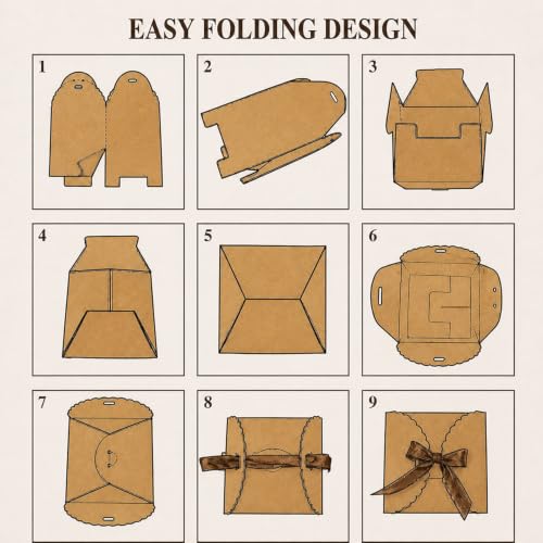 WEWILUCK Mini Brown Kraft Favor Boxes with Ribbons, 10 Pack, 3 x 3 x 3 Inch - color: Brown, size: Small 3"x3"x3" (10 Pack)