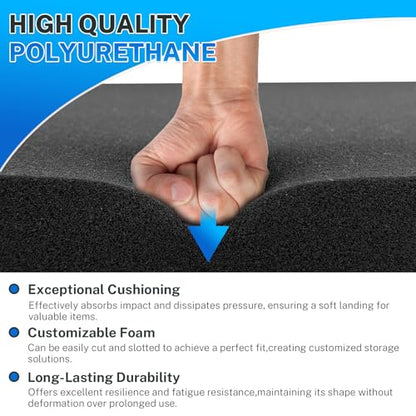 Polyurethane Foam Padding, 2 PCS 16 x 12 x 1.5 Inch Black Soft Cuttable Packing Foam Inserts for Cases, Furniture, Automotive and Packaging - color: Black, size: 16x12x1.5 2P