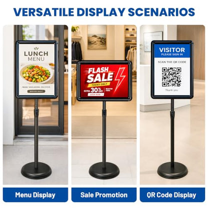 3Pack 11x17 Sign Holder Stand, Adjustable Floor Standing Sign Holder - color: Black, size: 11"x17"-3Pack