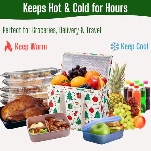 VENO 2 Pack Cooler Bag Insulated Grocery Bags for Food Delivery Heavy Duty - color: Jingle Mix, size: 2 Pack
