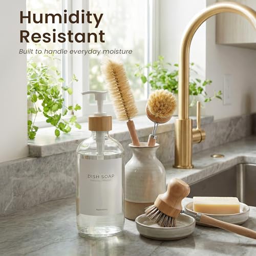 Maisonovo Dish Soap Dispenser - Clear Soap Dispenser White Bamboo Pumps - color: Clear White