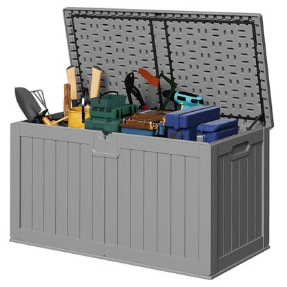 Devoko HDPE 240 Gallon Deck Box Double-Wall with Divider - color: Grey, size: 240 Gallon 1 Pack
