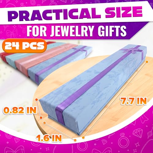 KETAR 24 Pack Necklace Gift Box Bulk, Rigid Cardboard with Foam Insert - color: 24 Pcs Color Mix