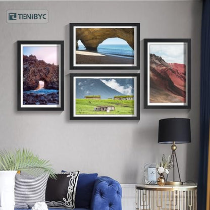 20x30 Poster Frame 4 Pack, 18x24 Mat, Black Wood, for Picture - color: Black, size: 20 X 30