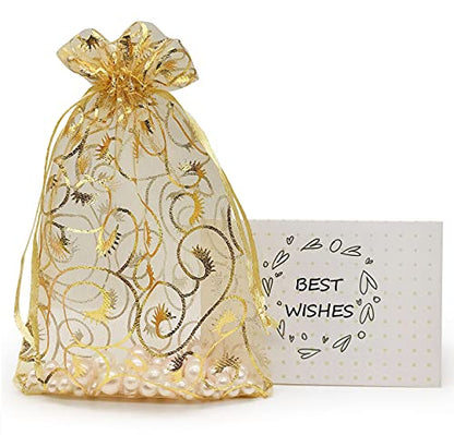 Jexila 100PCS Gold Organza Bags 4x6 inch with Drawstring Jewelry Gift Bags for Wedding Party Favor Pouches Christmas Small Mesh Bags (Gold) - color: Gold 4X6