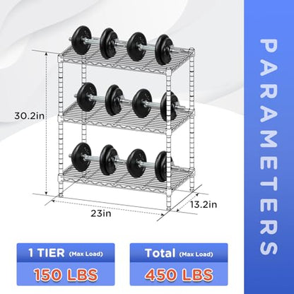 FDW | 3-Tier Wire Shelf | 23" x 13" x 30" | Chrome - color: Chrome, size: 3-Shelf No Wheels