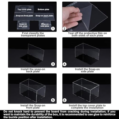 MECCANIXITY Acrylic Display Case Plastic Box Cube Storage Box Clear Small Assemble Dustproof Showcase 14.1x8.2x8 Inch for Collectibles Items - size: 14.1x8.2x8 Inch