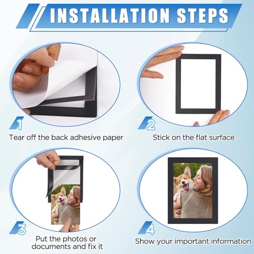 20 Pack Magnetic Sign Holder 4 x 6 inches with Magnetic Border - color: 20 Pack Black, size: 4 x 6