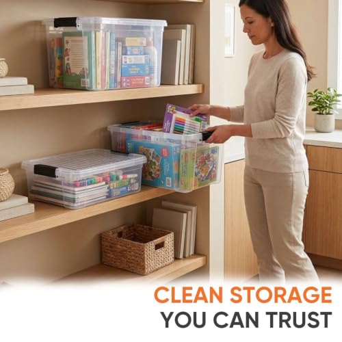 Superio 13.7 Quart Clear Plastic Storage Bin with Lid, Stackable Organizer Box, BPA-Free Storage Container for Home, Garage, School & Office, 2 Pack - size: 13.7 Quart