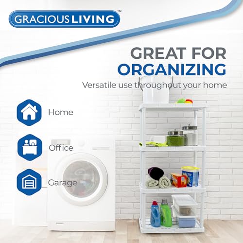 Gracious Living Knect-A-Shelf 4-Shelf Plastic Storage Unit & Rack, White - color: 4 Shelf - White, size: 1 Pack