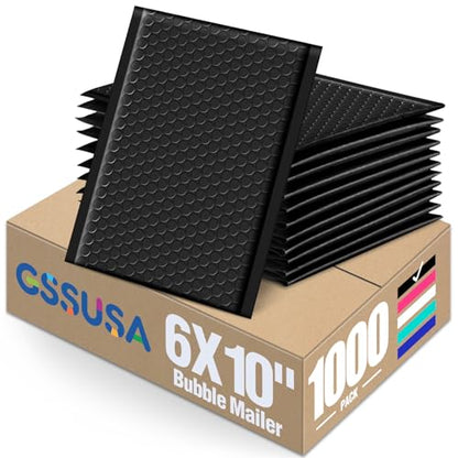 GSSUSA Black Bubble Mailers 6x10 Small Padded Envelopes 1000 Pack Self-Seal - color: Black, size: 6x10 1000PC