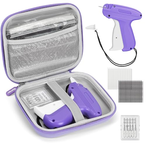 Stitch Gun for Clothes, Fixed Clothing Mini Sewing Kit with Case, Quick Stitch Sewing Gun with 6 Micro Needle, 2500 Black & 2500 White Micro Fasteners, Stitch Tag Gun (Purple)