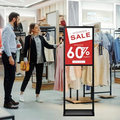 DISPLAYSWORKER Sign holder floor stand, heavy Duty Pedestal poster banner stand for display,18×24 inch slide-in double sided poster sign holder floor standing for board Display (Black, 18×24) - size: 18×24
