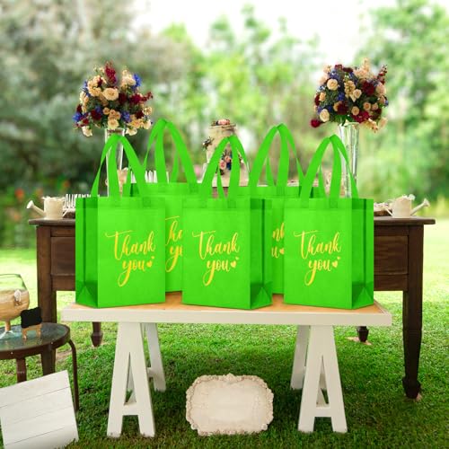 Sweetude 30 Thank You Non Woven Gift Bag, 10 x 8 x 4 Inch, Light Green - color: Light Green, size: 10 X 8 X 4 Inch