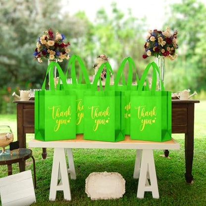 Sweetude 30 Thank You Non Woven Gift Bag, 10 x 8 x 4 Inch, Light Green - color: Light Green, size: 10 X 8 X 4 Inch