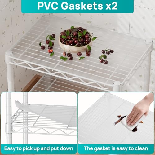 SINGAYE Small Shelves Kitchen Storage Shelf Wire Shelving Metal Adjustable - color: White, size: 2 Tier 11.6"Dx17.6"Wx12"H
