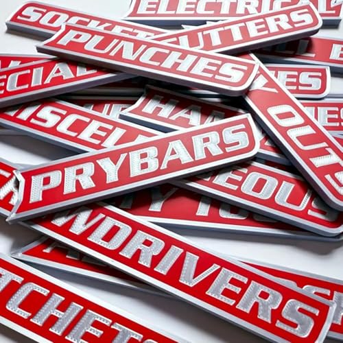 12 Pack of Magnetic Toolbox Labels, 3D-Printed Tool Box Labels, General Tool Box Organize Accessories, Reusable Labels (red) - color: Red