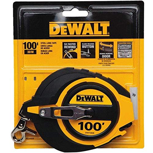 DEWALT DWHT34036L 100-Foot Closed Case Long TapeSE, Slide Lokck