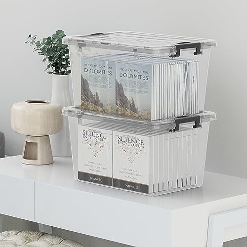 Cetomo 18Qt Plastic Storage Bin, Stackable Storage Box with Lid, Organizer, Container for Home, Office, Drom, PP, BPA-Free, Nestable, Clear, 18Quart-4 Pack - size: 18Qt*4