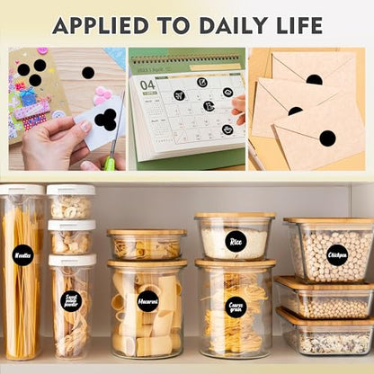 Color-Coded Dot Sticker 1" Permanent Adhesive Round Labels Black 4 Rolls - color: Black, size: 4 Rolls-4000PCS