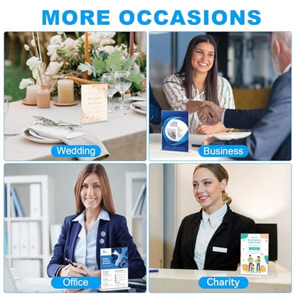 EHWINE 4 Pack Acrylic Sign Holders 4x6 Double-Sided Tabletop Display Stands for Menus Flyers & Signs, Clear Acrylic Picture Frame for Office Business Store & Events - size: 4 Pack 4x6 Inch