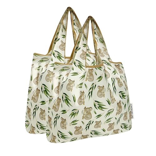 allydrew Medium Foldable Tote Nylon Reusable Grocery Bag (Set of 2) - color: Koalas