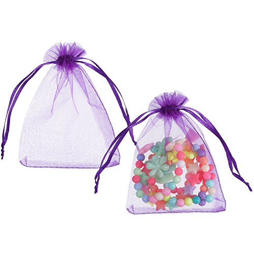 Mudder 50 Pack Organza Gift Bags Wedding Party Favor Bags Jewelry Pouches Wrap, 4 x 4.72 Inches (Dark Purple) - color: Dark Purple