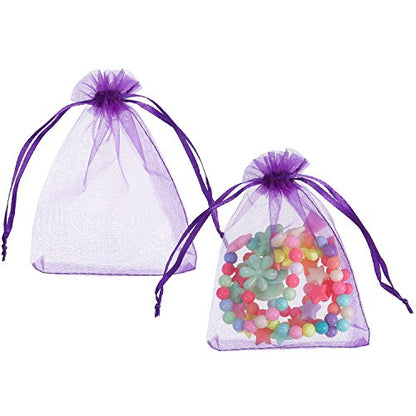 Mudder 50 Pack Organza Gift Bags Wedding Party Favor Bags Jewelry Pouches Wrap, 4 x 4.72 Inches (Dark Purple) - color: Dark Purple
