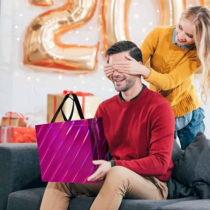 cabzymx Non Woven Reusable Gift Bags Bulk 16 Pack - Sturdy Gift Bags with Handles for Events & Parties - Eco Friendly Goodie Bags (Hot Pink 12.6" L x 4.7" W x 11" H) - color: Hot Pink-16 PACK, size: 1 Count (Pack of 16)