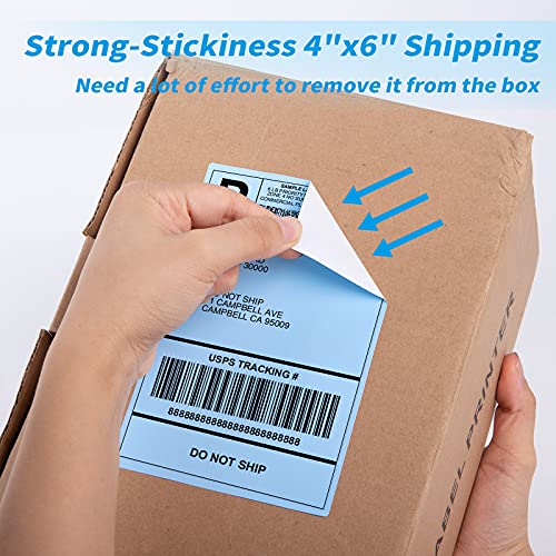 4x6 Thermal Direct Shipping Label, 4''x 6'' Fan-Fold Labels, 500 Pcs - color: Blue
