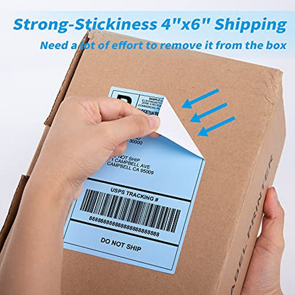 4x6 Thermal Direct Shipping Label, 4''x 6'' Fan-Fold Labels, 500 Pcs - color: Blue
