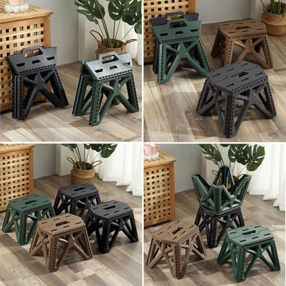 Folding Step Stool Holds 440 lbs - 9" Sturdy Foldable Step Stool with Non-Slip Base, Space Saving for Kitchen, Bathroom, Camping (Green) - color: Green
