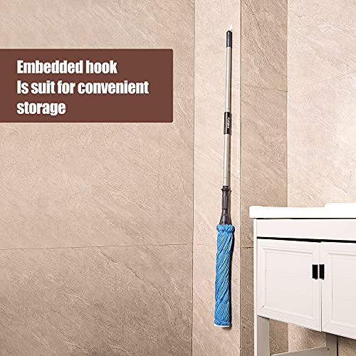 Eyliden Mop with 2 Reusable Microfiber Heads, Easy Wringing Twist Mop - color: Blue