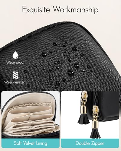 VLANDO 2-Layer Travel Jewelry Organizer for Necklaces,Rings,Earrings - color: Black