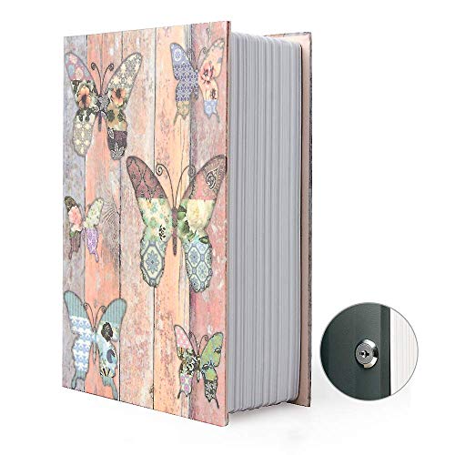 Diversion Book Safe Storage Box, Dictionary Secret Safe Can with Security Combination Lock/Key - style: Butterfly-Key